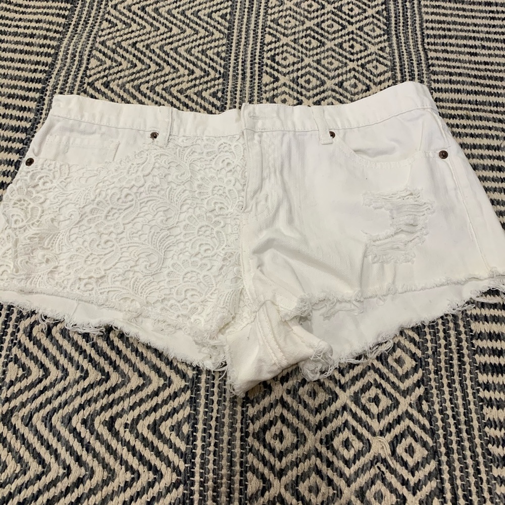 White denim shorts